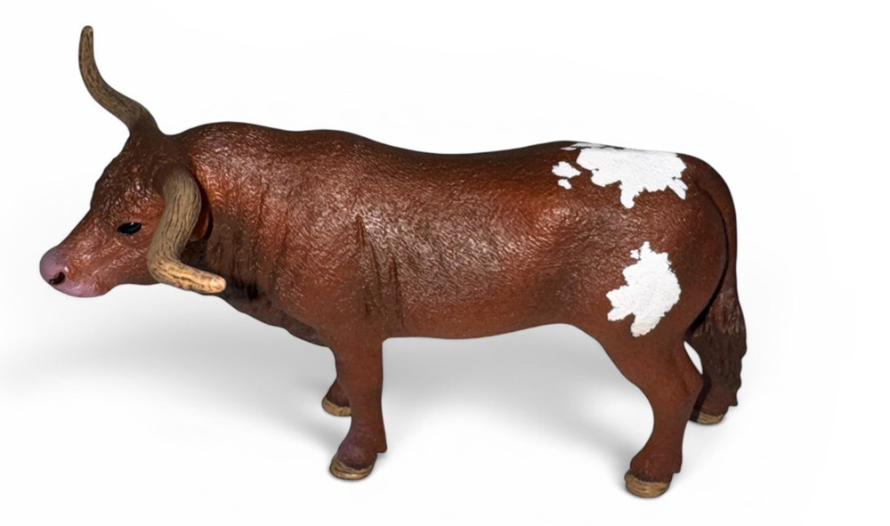 Retired Schleich Texas Longhorn Bull Brown White Farm Animal Figure Germany